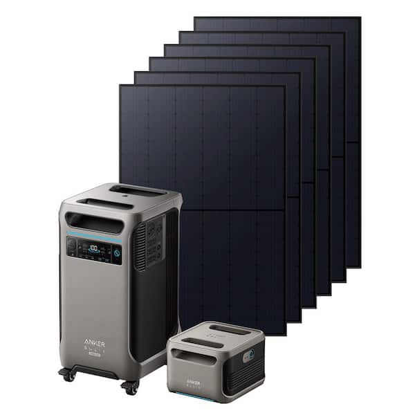 SOLIX F3800 Plus 6,000W 7,680Wh Solar Power Solution w/ 1 Expansion Battery and 6 410W Rigid Solar Panels, Push-Button
