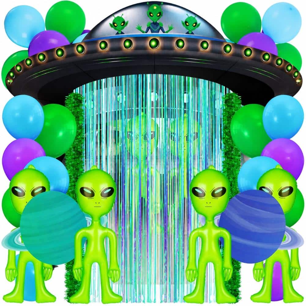 24-Piece Green UFO Alien Halloween Car Decoration Kit with Banner, Ribbons, Balloons and Cardboard Decor price history on PriceWatchPro