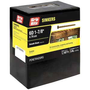 1-7/8 in. x 13-Gauge 6-penny Vinyl Coated Smooth Shank Sinker Nails 5 lb. Box
