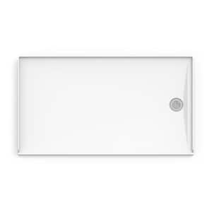 Catalina 60 in. L x 34 in. W Alcove Shower Pan Base with Right Drain in White