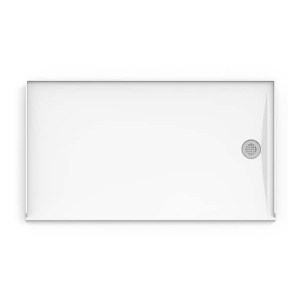 Catalina 60 in. L x 34 in. W Alcove Shower Pan Base with Right Drain in White