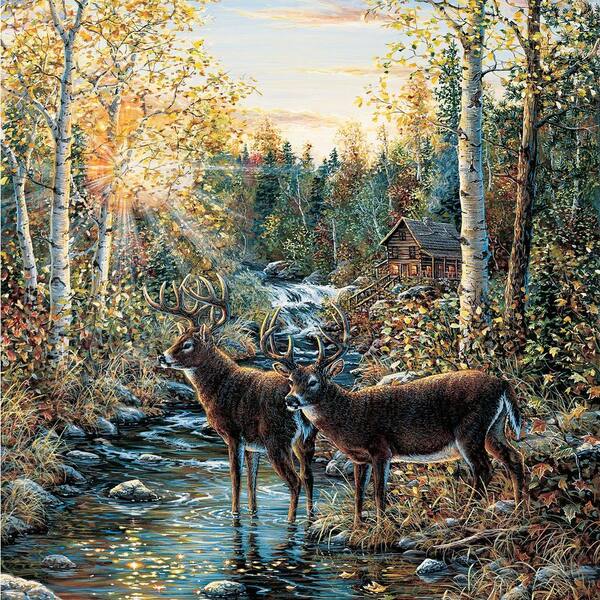 Brewster 72 in. x 72 in. Wild Deer Wall Mural