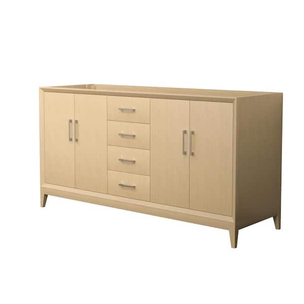 Wyndham Collection Janna 65.25 in. Bath Vanity Cabinet without Top in White Oak Assembled