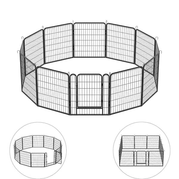 Miscool 31.7 in. H x 27.4 in. W Foldable Heavy-Duty Metal Exercise Pens Indoor and Outdoor Pet Fence Playpen Kit (12-Pieces)