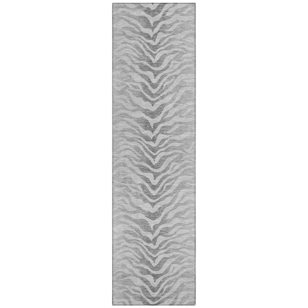 Chantille Machine Washable Indoor/Outdoor Abstract ACN2925 Silver 2 ft. x 7 ft. Runner Rug