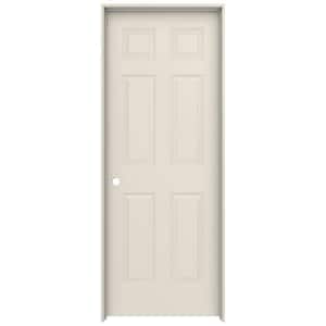 30 in. x 80 in. 6 Panel Colonist Primed Right-Hand Smooth Solid Core Molded Composite MDF Single Prehung Interior Door