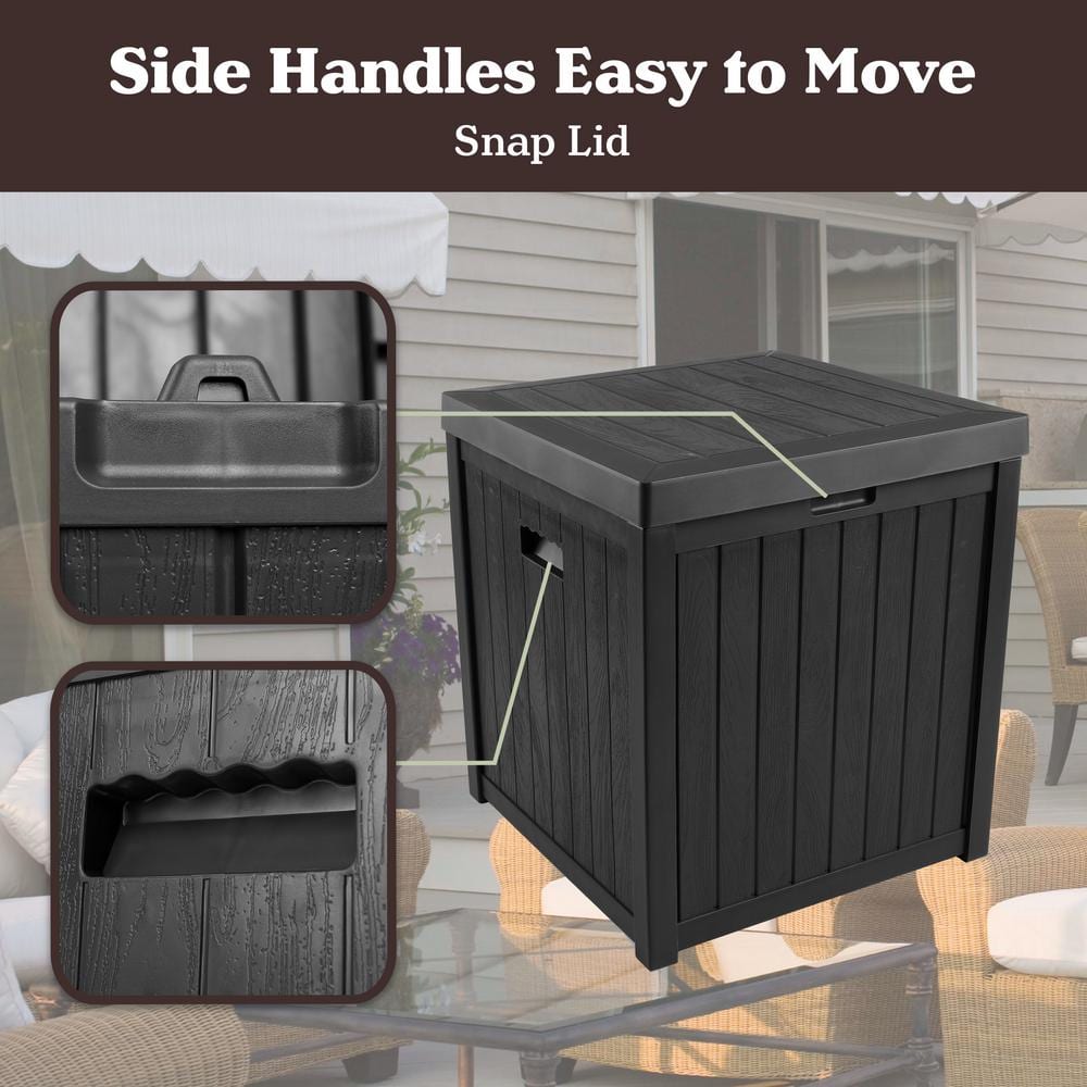 Black 50 Gallon Lockable Plastic Deck Storage Box