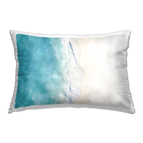 Stupell Industries Aerial Beach Tropics Blue Abstract Polyester 14 in. x 20 in. Throw Pillow