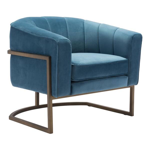 ZUO Lyric Blue Velvet Occasional Chair