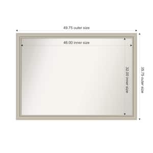 Romano Silver Narrow 49.75 in. x 35.75 in. Custom Non-Beveled Wood Framed Bathroom Vanity Wall Mirror