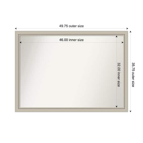 Amanti Art Romano Silver Narrow 49.75 in. x 35.75 in. Custom Non-Beveled Wood Framed Bathroom Vanity Wall Mirror