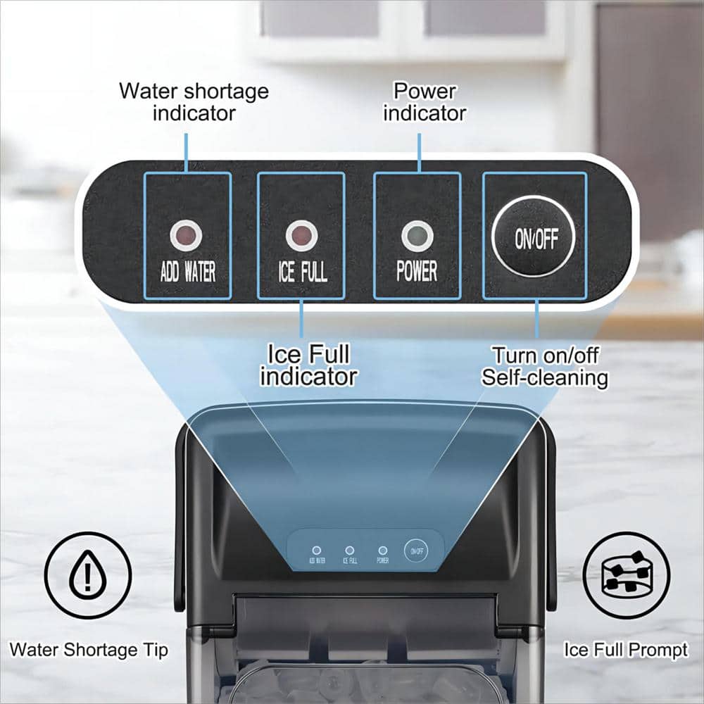 Compact Black ABS Portable Countertop Ice Maker with Handle