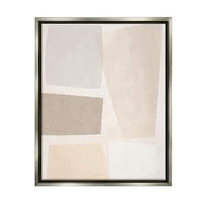 Modest Neutral Toned Blocked Abstract Shapes by June Erica Vess Floater Frame Abstract Wall Art Print 31 in. x 25 in. .