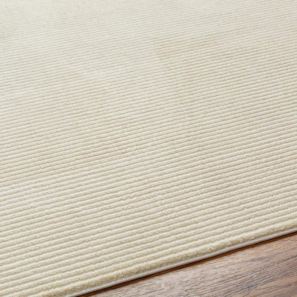 Ivory Elegance 8'11" x 12' Washable Polyester Area Rug