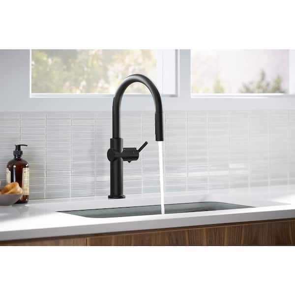 Crue Single-Handle Touchless Pull-Down Sprayer Kitchen Faucet in Matte Black