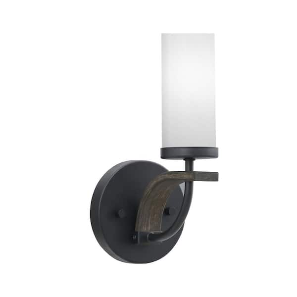 Unbranded Wensley 1-Light Matte Black and Painted Distressed Wood-look Metal Wall Sconce