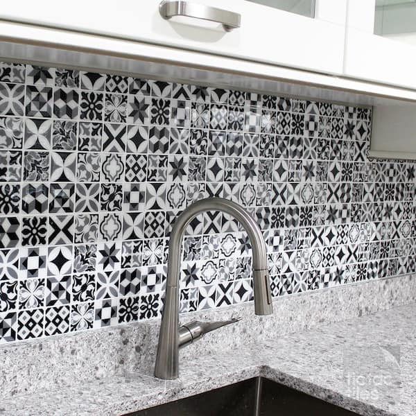 Moroccan Mono 10 in. W x 10 in. H Peel and Stick Decorative Mosaic Wall Tile Backsplash (5 Tiles)