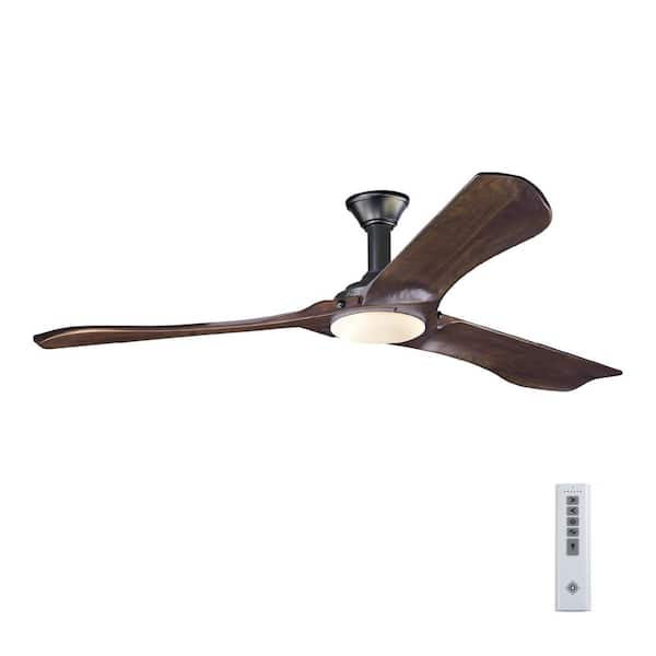 Generation Lighting Minimalist Max 72 in. LED Indoor/Outdoor Matte Black Ceiling Fan with Dark Walnut Balsa Blades and Remote Control