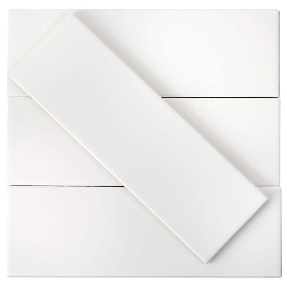 Harrow White Matte Ceramic 3" x 9" Subway Wall Tile
