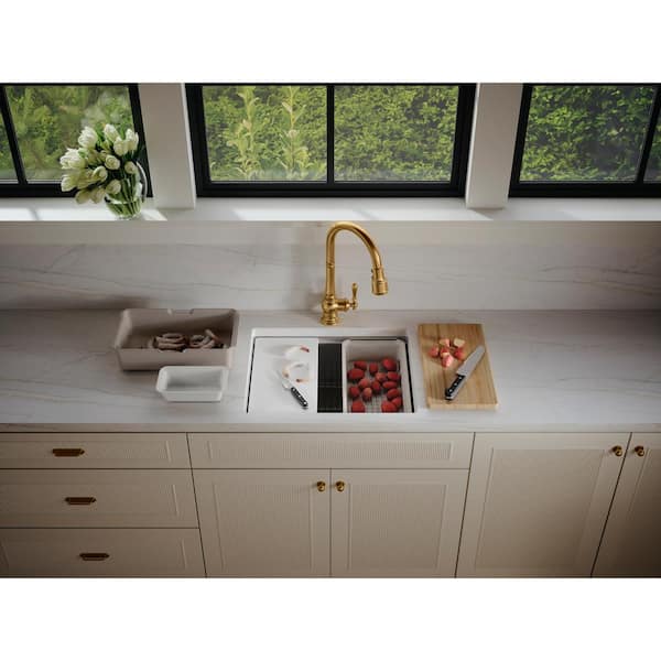 KOHLER Strive 23 in. Undermount Single Bowl Stainless Steel Workstation Kitchen Sink