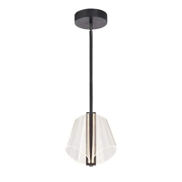 KUZCO Mulberry 11 in. 1 Light 44-Watt Black/Light Guide Integrated LED Pendant Light