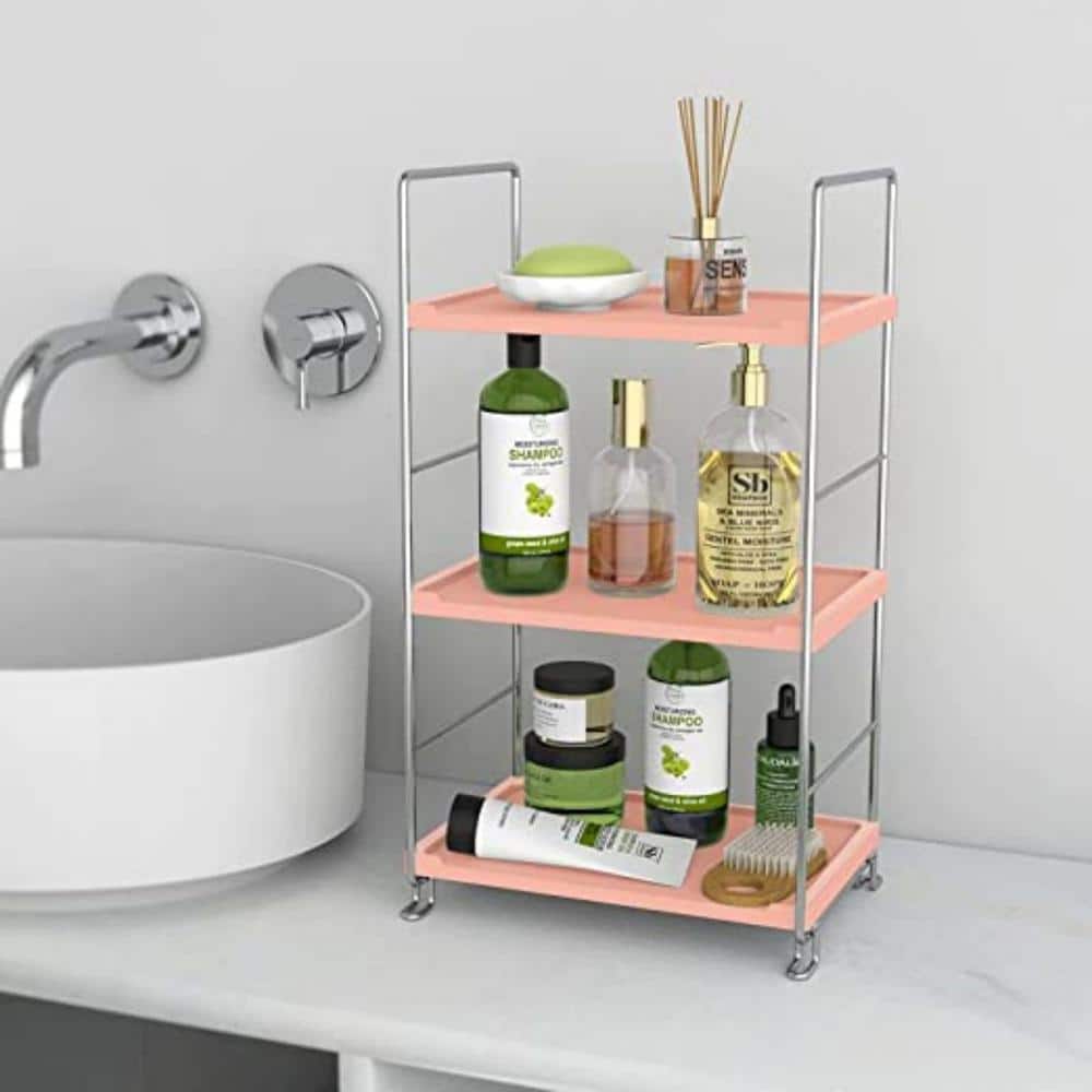 Bathroom Organizer Shelf With Wheel Home Kithen Acryl Storage Shelves  Makeup Skincare Shampoo Holder Desktop Rack New Design