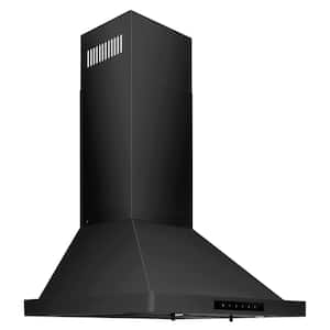24 in. 400 CFM Ducted Vent Wall Mount Range Hood in Black Stainless Steel