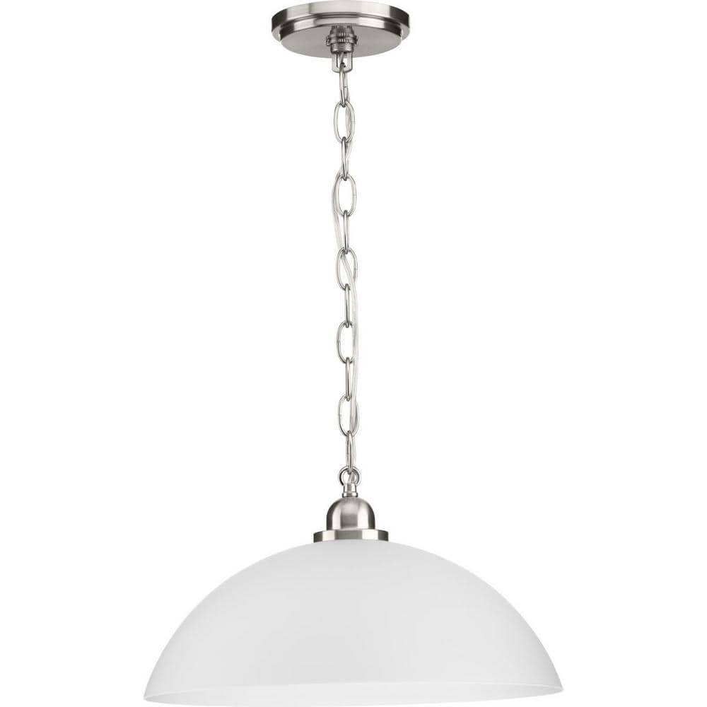 Nickel Etched Glass Dome Pendant Light with Bowl Shade