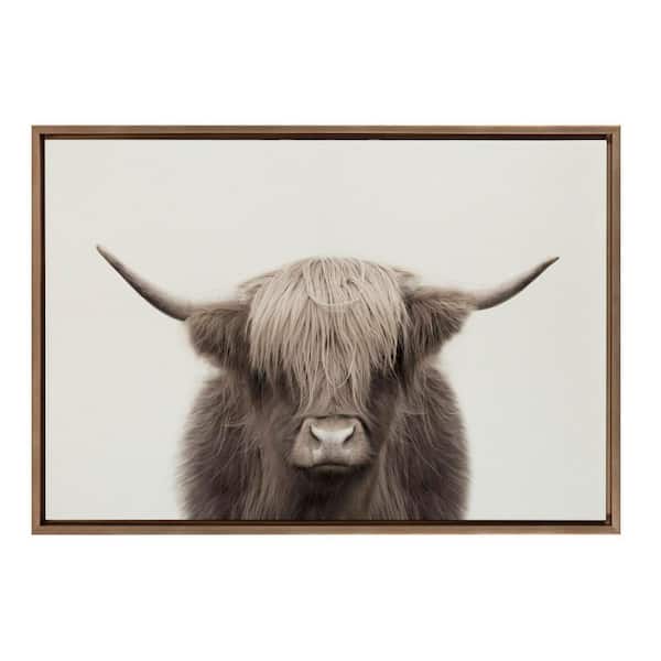 Kate and Laurel Sylvie Hey Dude Highland Cow Color by The Creative Bunch Studio Framed Art Print 23 in. x 33 in.