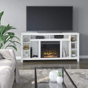 68 in. Freestanding Electric Fireplace TV Stand in White Fits TV's Up To 80 in.
