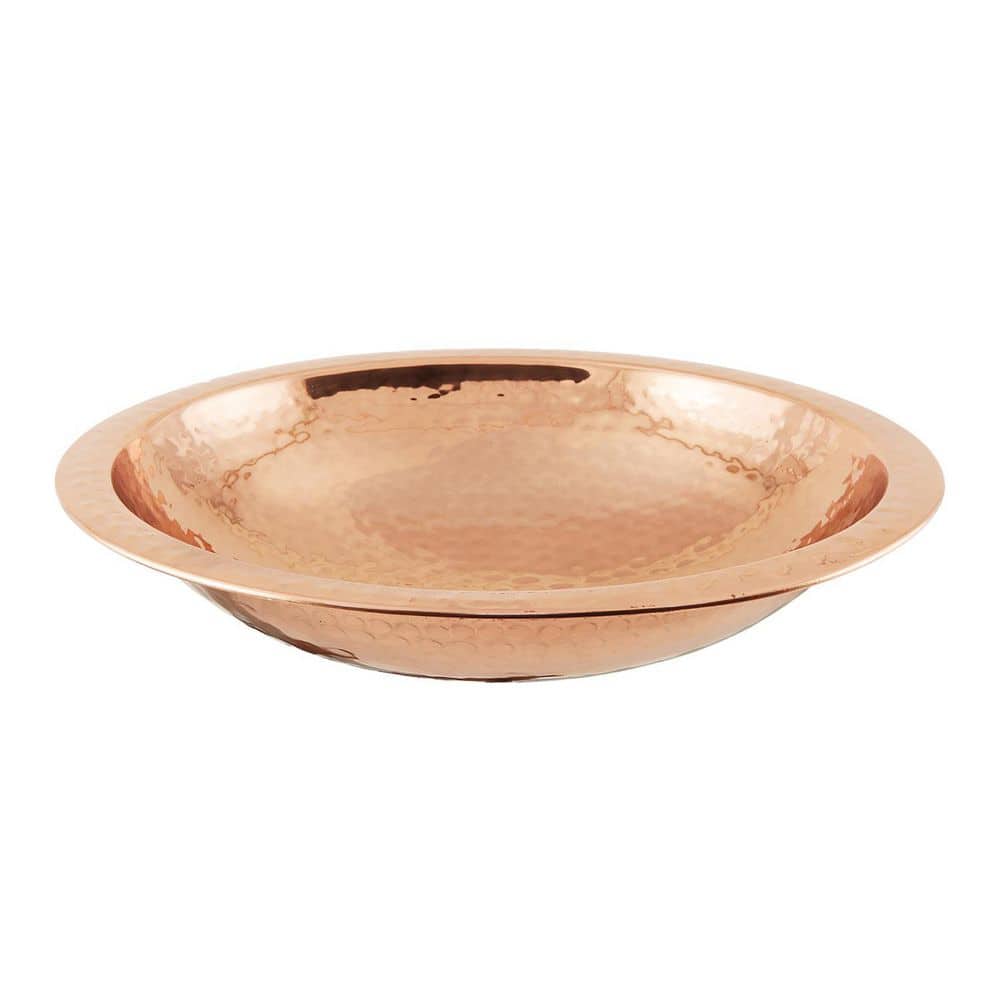 Hammered Copper Birdbath Bowl w/Rim, 12.5 Inch Diameter, Polished Copper Plated price history on PriceWatchPro