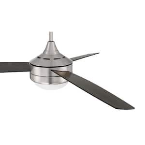 Phaze II 52 in. Indoor Brushed Nickel Finish Ceiling Fan, Integrated Single Light Kit & 4-Speed Wall Control Included