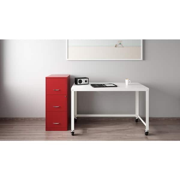 Space Solutions 18 in. D 3-Drawer Metal Smart Letter Width 14.25 in. W Vertical File Cabinet, Lava Red