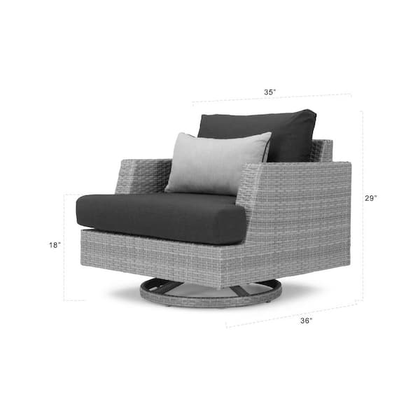 RST Brands Portofino Comfort 5-Piece Wicker Patio Conversation Set with Blue Sunbrella Cushions | OPPECLB5MWTPORIIILGB