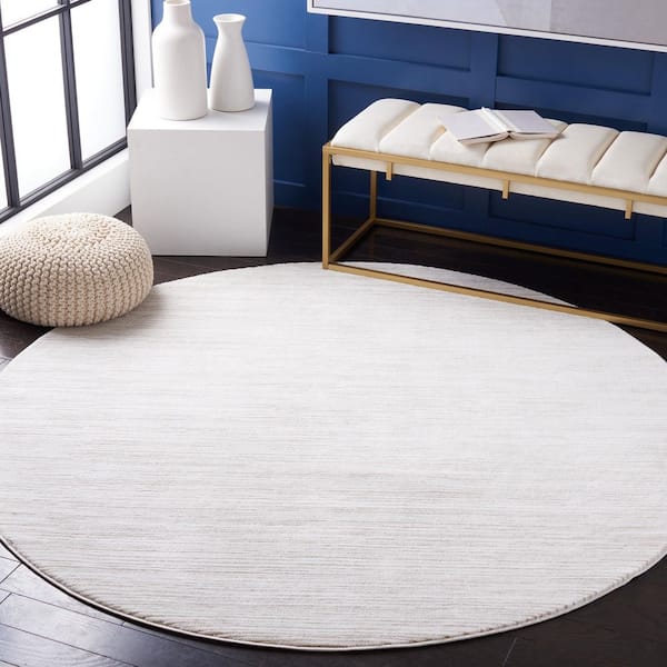 Vision Ivory 12 ft. x 12 ft. Solid Marle Round Area Rug