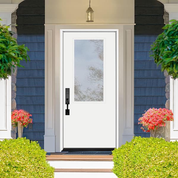 Legacy 32 in. x 80 in. RHIS 2/3 Clear Glass White Primed Fiberglass Prehung Front Door