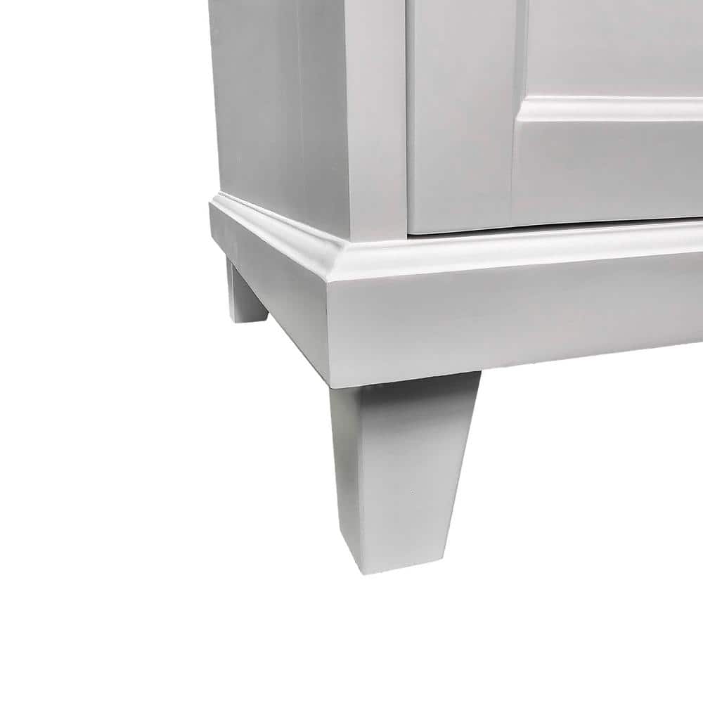 36" White Solid Wood Bathroom Vanity with Carrara Marble Top