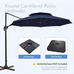 11 ft. Round Patio Cantilever Umbrella With Cover in Navy