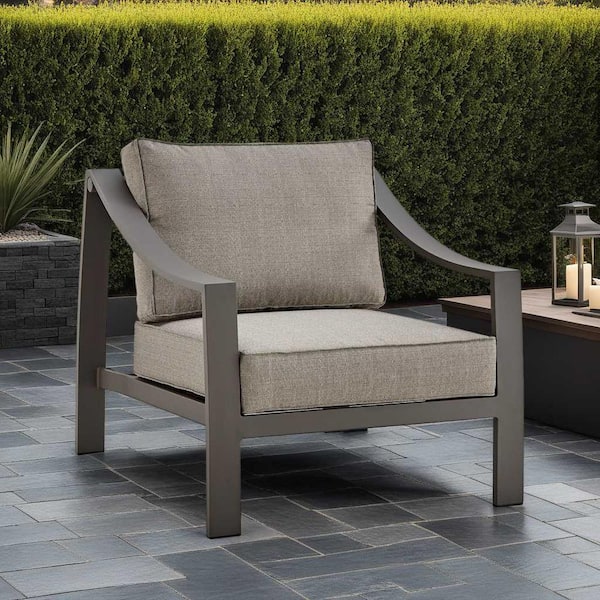 Koda Brown Aluminum Outdoor Lounge Chair with Brown Cushion
