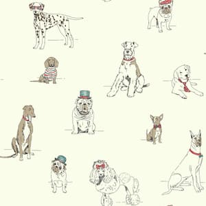 Dog's Life Wallpaper Red/Blue Paper Strippable Roll (Covers 56 sq. ft.)