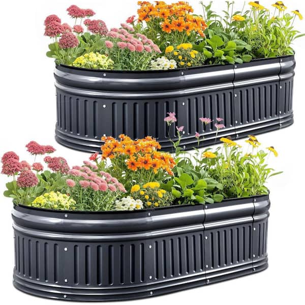 AFAIF 4 x 2 x 1 ft. Steel Raised Garden Bed, Upgraded Modular DIY Galvanized Planter Garden Box for Vegetables Flowers Herb