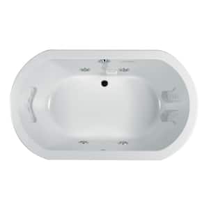 Anza 66 in. x 42 in. Oval Whirlpool Bathtub with Center Drain in White