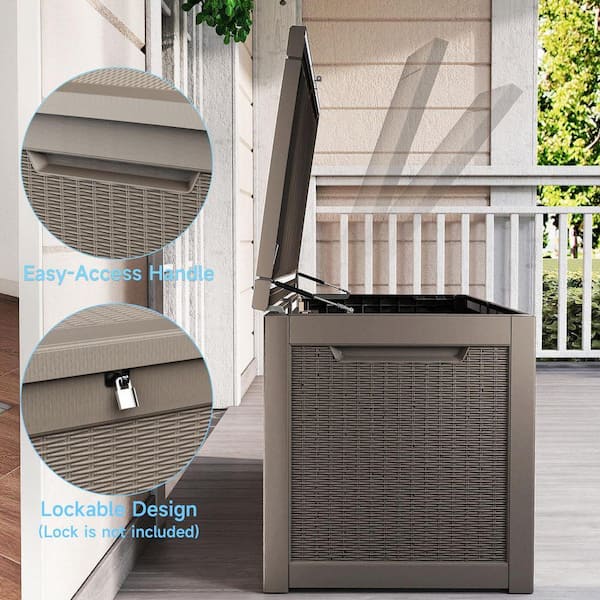 【deco shop】 All-Weather 260 Gal. Grey Resin Deck Box Large Outdoor Storage Box