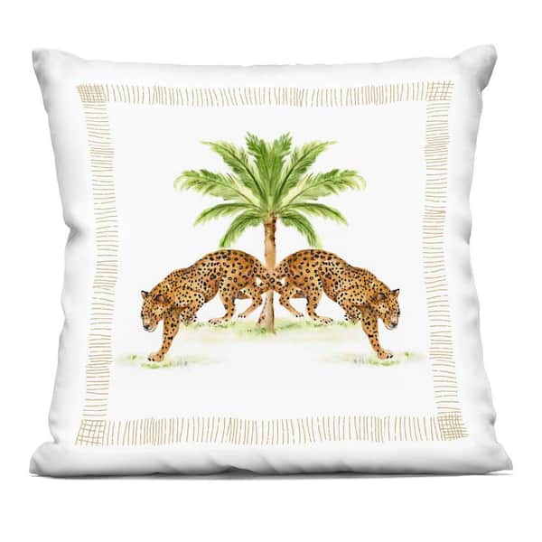 Stupell Industries Symmetrical Stepping Cheetahs Green Abstract Polyester 18 in. x 18 in. Throw Pillow