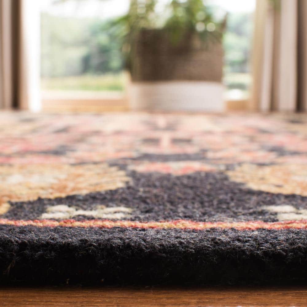 Black and Red Wool 6' x 9' Handmade Tufted Area Rug