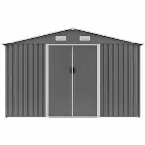 10 ft. W x 8 ft. D Metal Outdoor Metal Storage Shed, Tool Storage Shed Lockable, Covers 80 sq. ft. Backyard, Gray