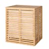 VEIKOUS 25.3 in. H Bamboo Laundry Hamper Sorter with Lid and 2 Removable Liner Bags in Yellow HP1101-01-L2