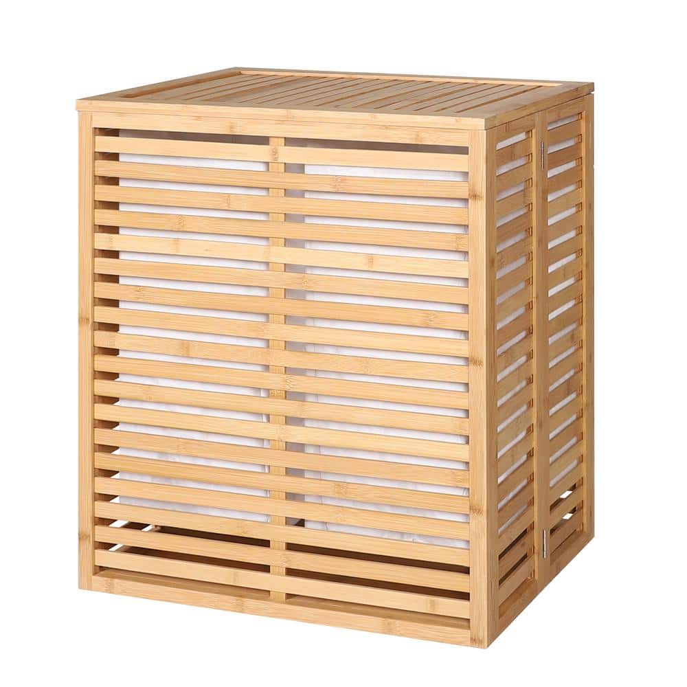 25.3 in. H Bamboo Laundry Hamper Sorter with Lid and 2 Removable Liner Bags in Yellow price history on PriceWatchPro