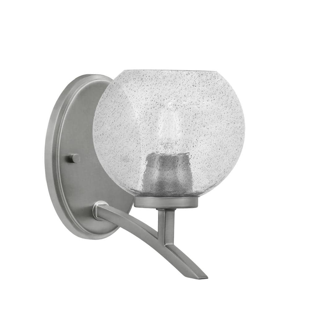 Siena 5.75 in. 1-Light Graphite Sconce with 5.75 in. Smoke Bubble Glass Sha