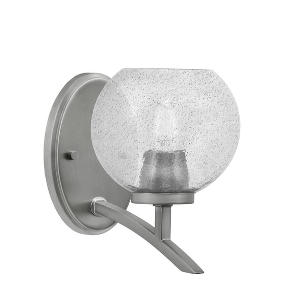 Unbranded Siena 5.75 in. 1-Light Graphite Sconce with 5.75 in. Smoke Bubble Glass Shade No Bulb Included